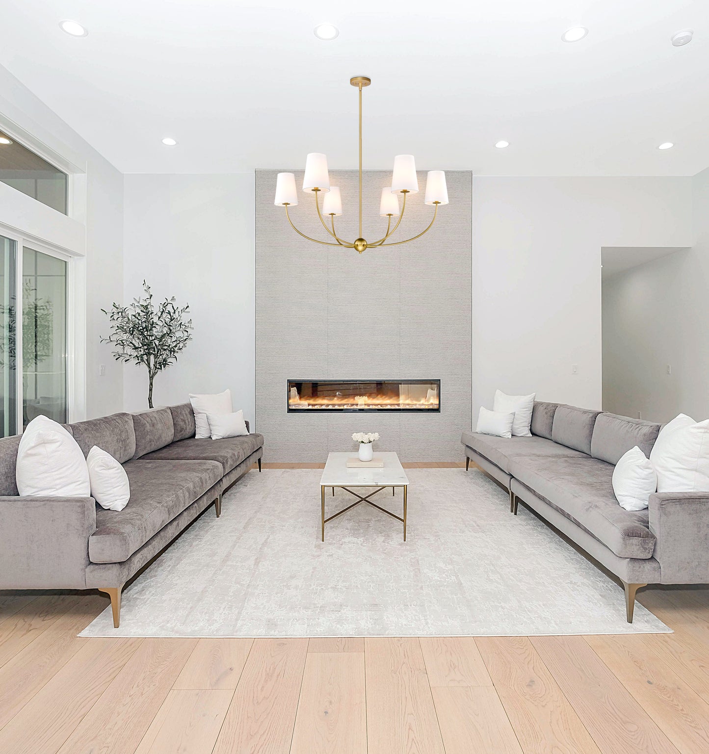 Shannon 6 Light Chandelier Rubbed Brass