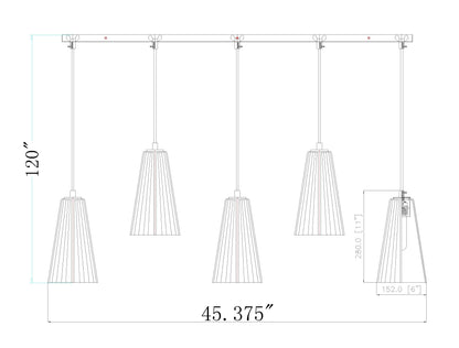 Farrell 5 Light Linear Chandelier Brushed Nickel