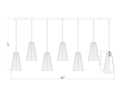 Farrell 7 Light Linear Chandelier Brushed Nickel