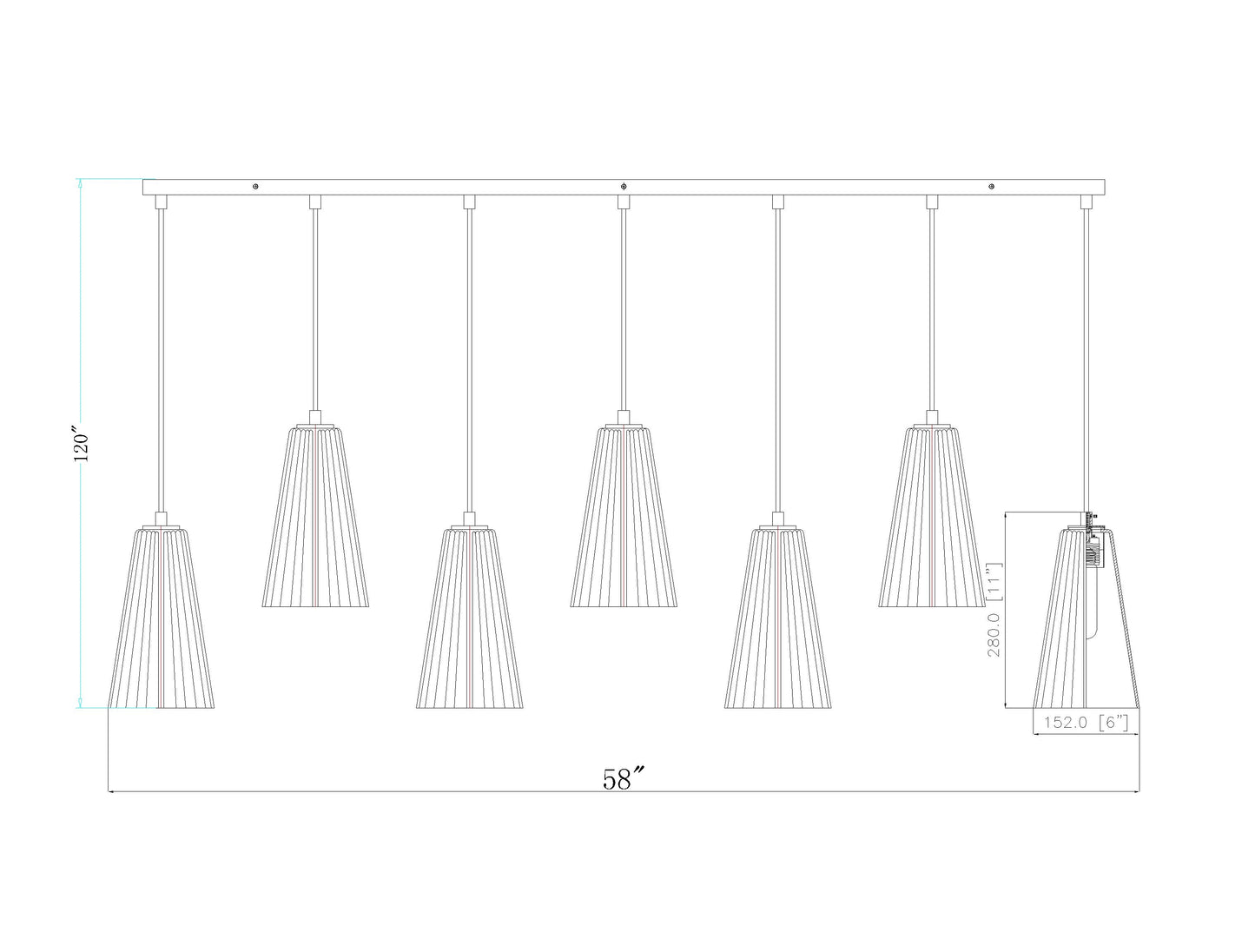 Farrell 7 Light Linear Chandelier Modern Gold