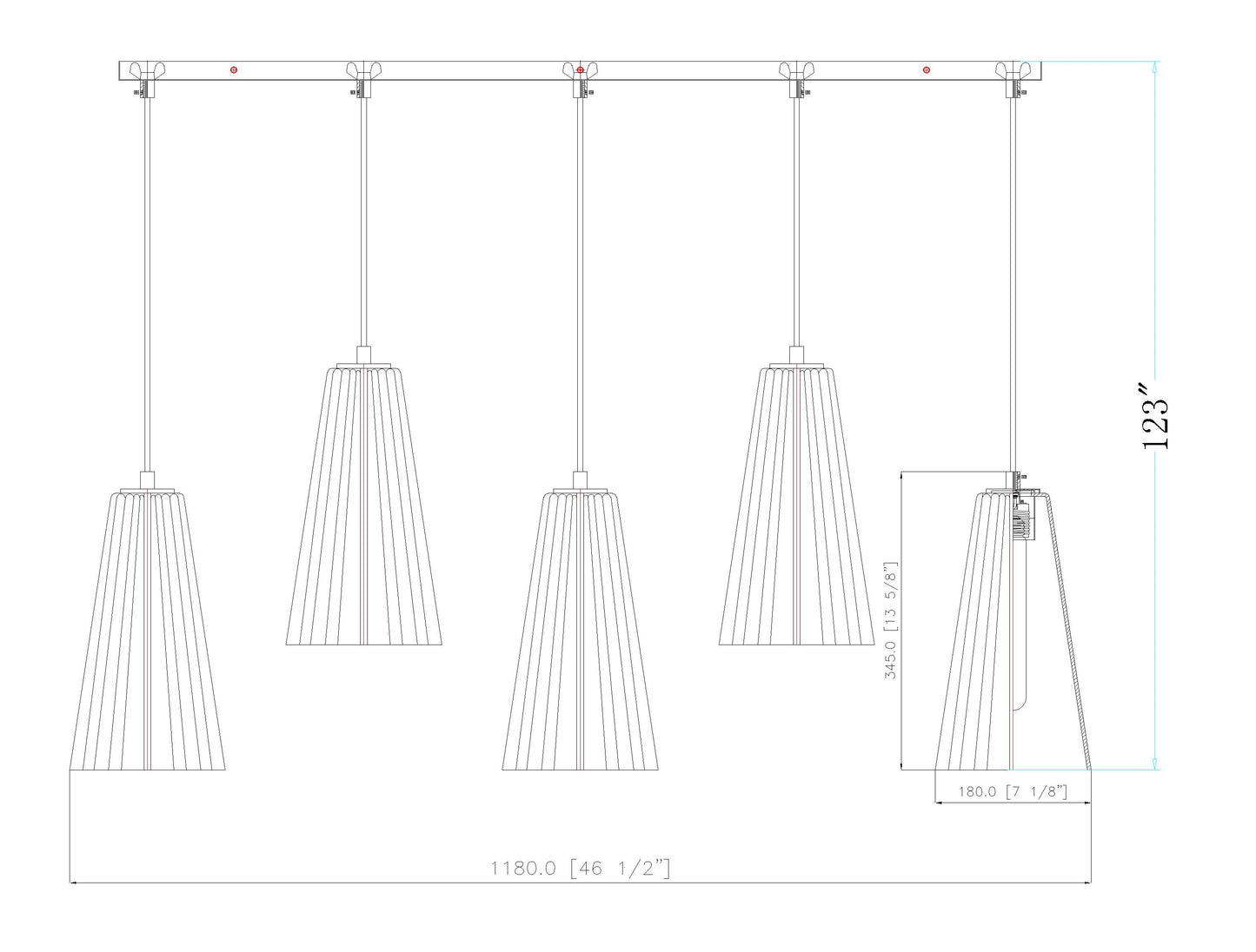 Farrell 5 Light Linear Chandelier Matte Black