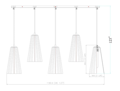 Farrell 5 Light Linear Chandelier Modern Gold