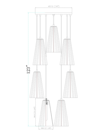 Farrell 7 Light Chandelier Matte Black