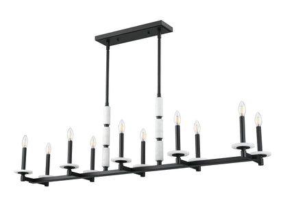 Kaden 10 Light Linear Chandelier Matte Black