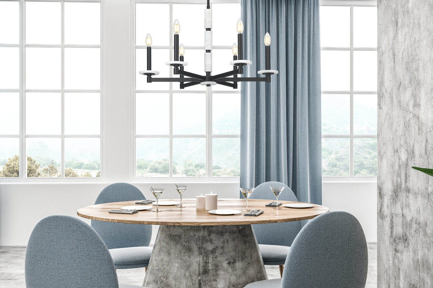 Kaden 6 Light Chandelier Matte Black