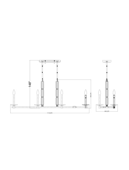 Kaden 8 Light Linear Chandelier Matte Black