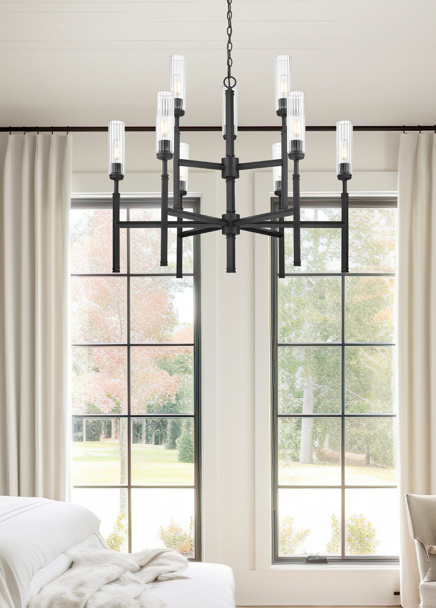 Esme 9 Light Chandelier Matte Black