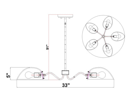 Breton 5 Light Chandelier Brushed Nickel