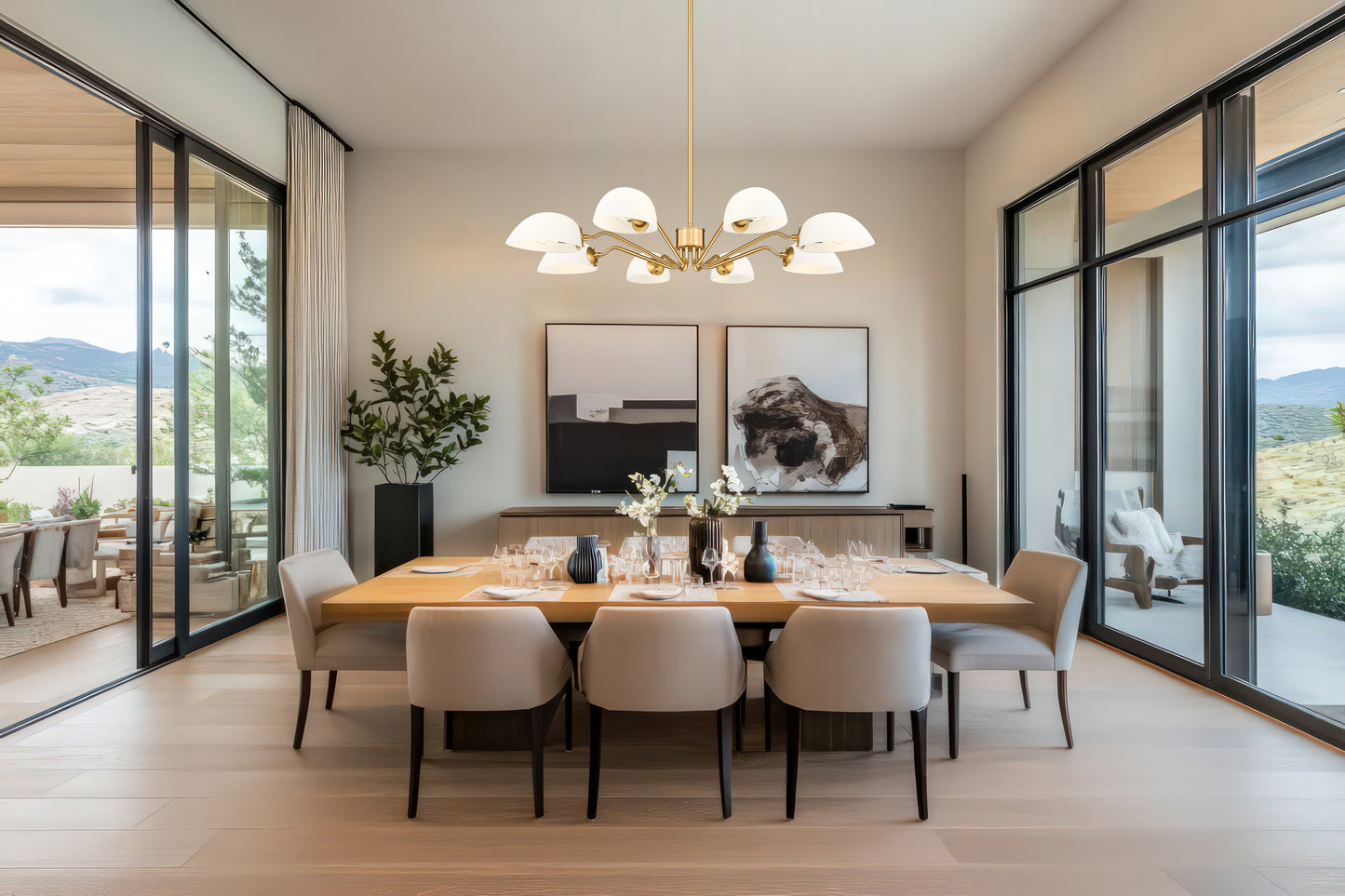 Breton 8 Light Chandelier Modern Gold