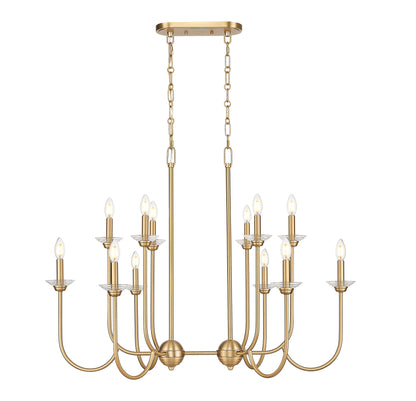 Allistair 12 Light Linear Chandelier Modern Gold