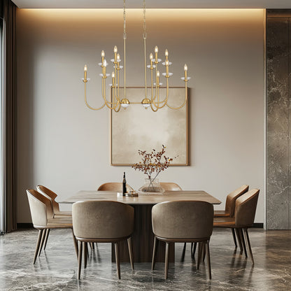 Allistair 12 Light Linear Chandelier Modern Gold
