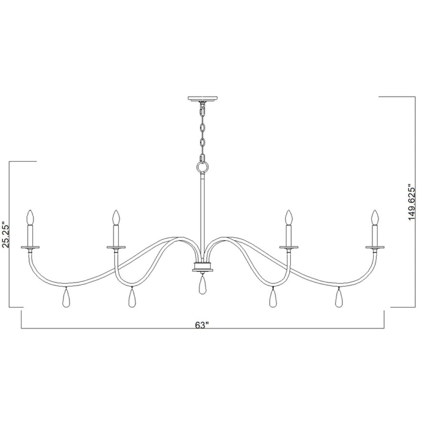 Toussant 6 Light Chandelier Modern Gold