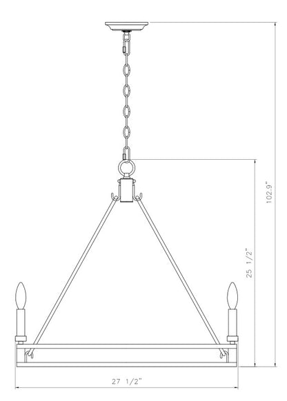Dennison 6 Light Chandelier Signature Brass