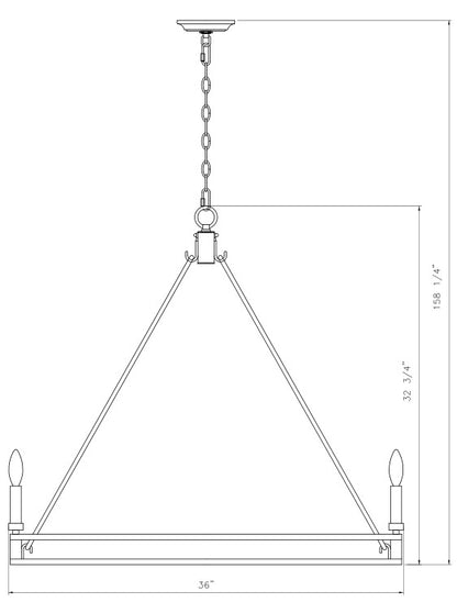 Dennison 8 Light Chandelier Signature Brass