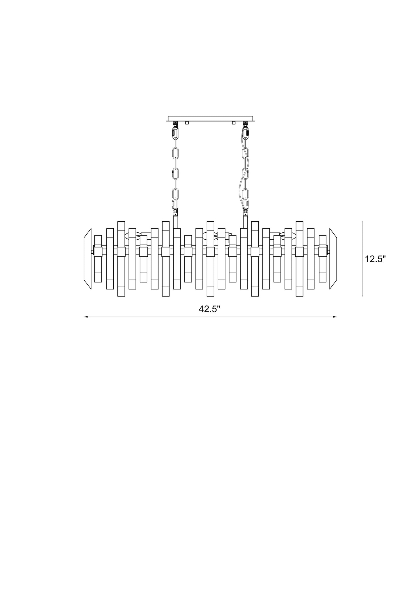 Bova 11 Light Linear Chandelier Polished Nickel