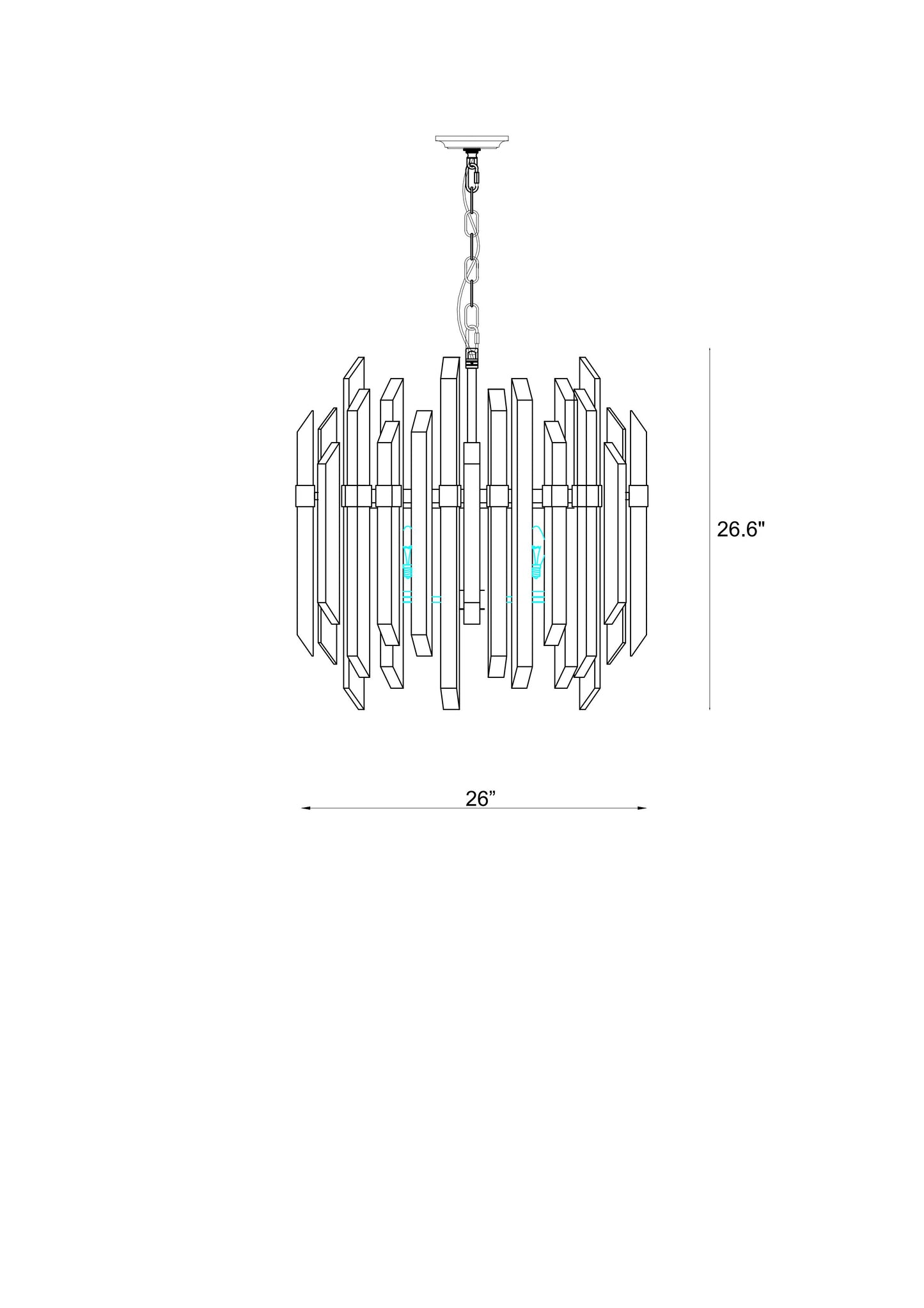 Bova 6 Light Chandelier Polished Nickel