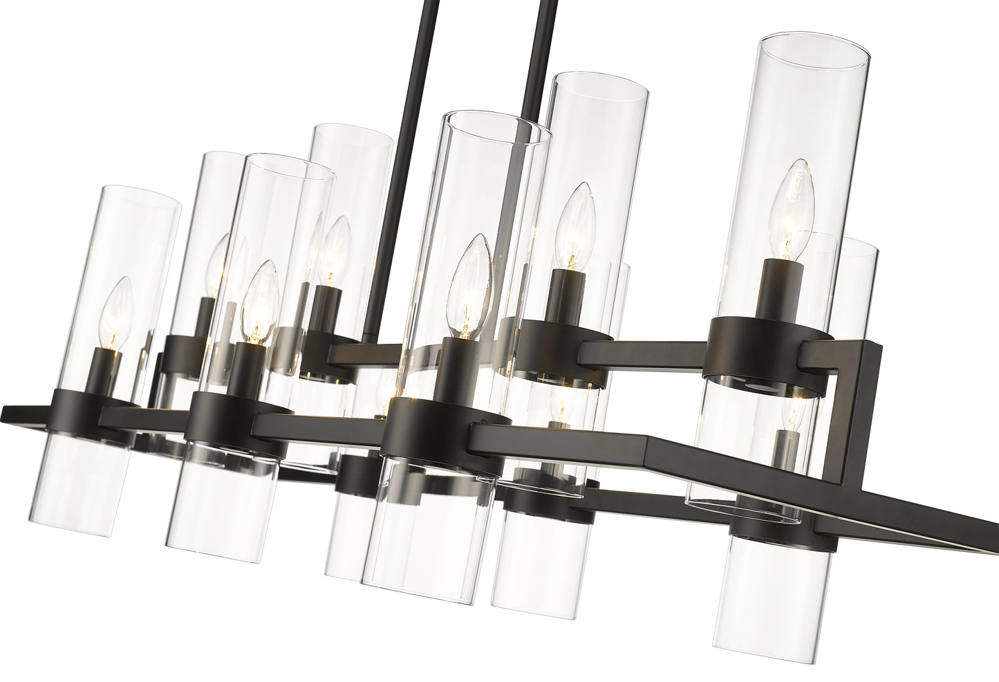 Datus 10 Light Linear Chandelier Matte Black