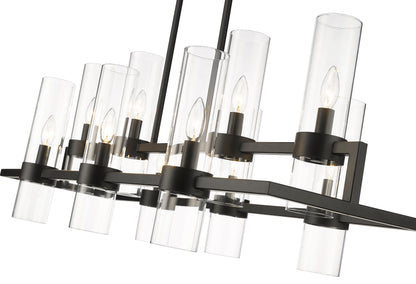 Datus 10 Light Linear Chandelier Matte Black