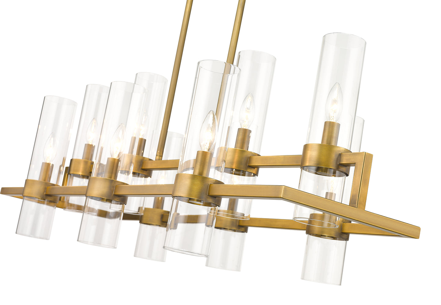 Datus 10 Light Linear Chandelier Rubbed Brass