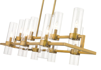 Datus 10 Light Linear Chandelier Rubbed Brass