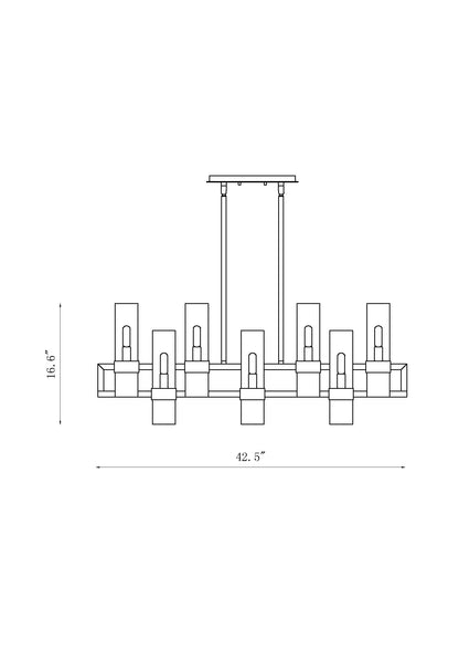 Datus 10 Light Linear Chandelier Rubbed Brass