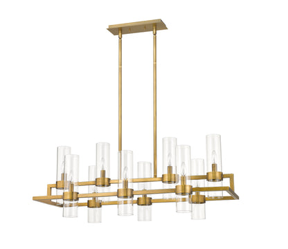 Datus 10 Light Linear Chandelier Rubbed Brass