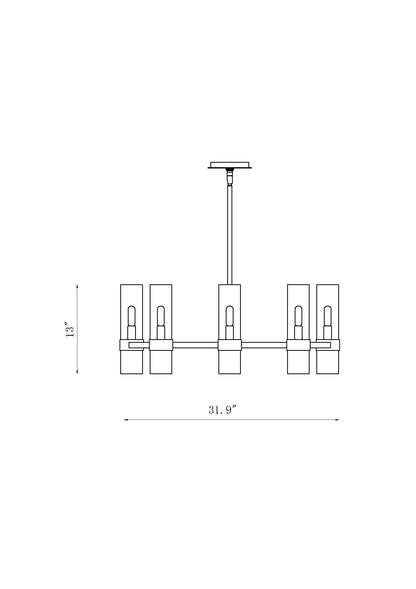 Datus 8 Light Chandelier Rubbed Brass