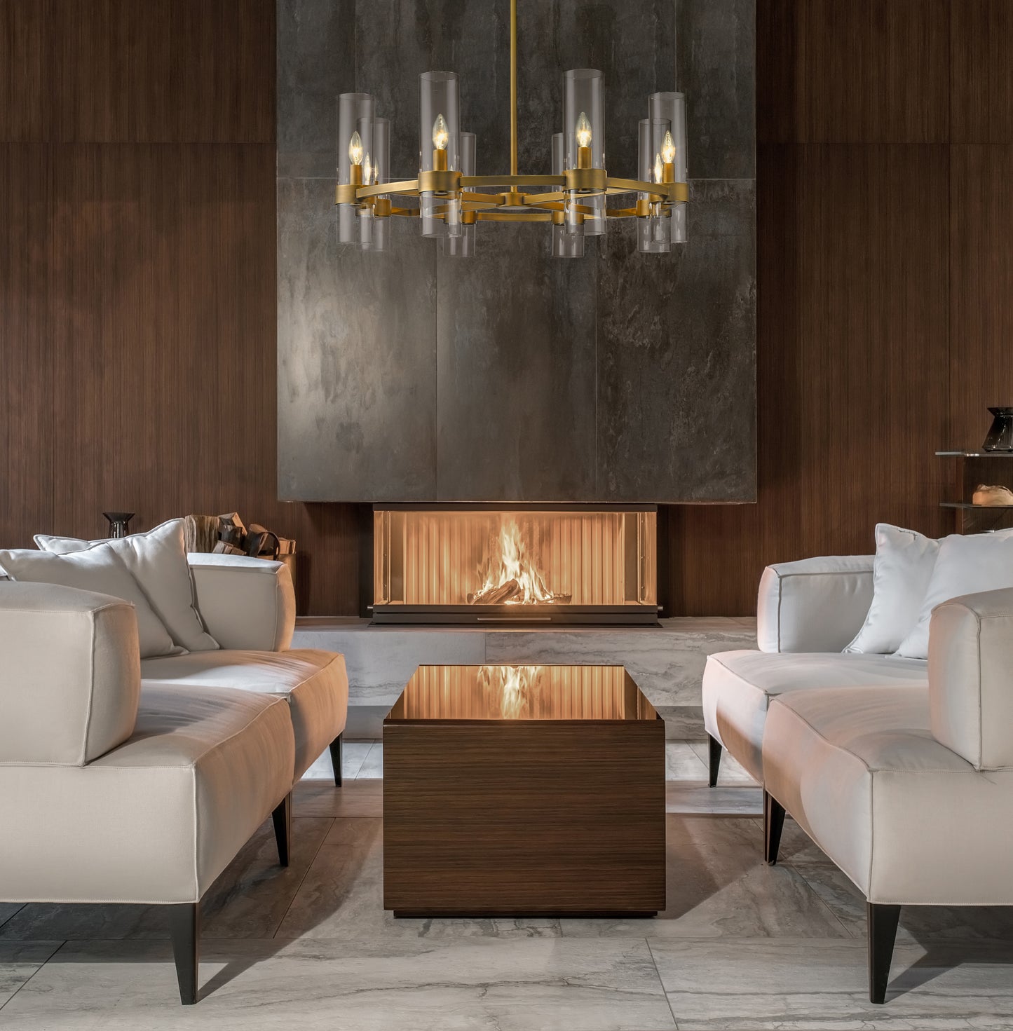 Datus 8 Light Chandelier Rubbed Brass