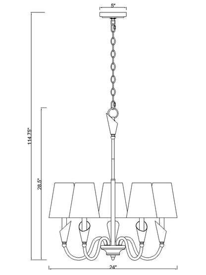 Claudelle 5 Light Chandelier Matte Black + Modern Gold