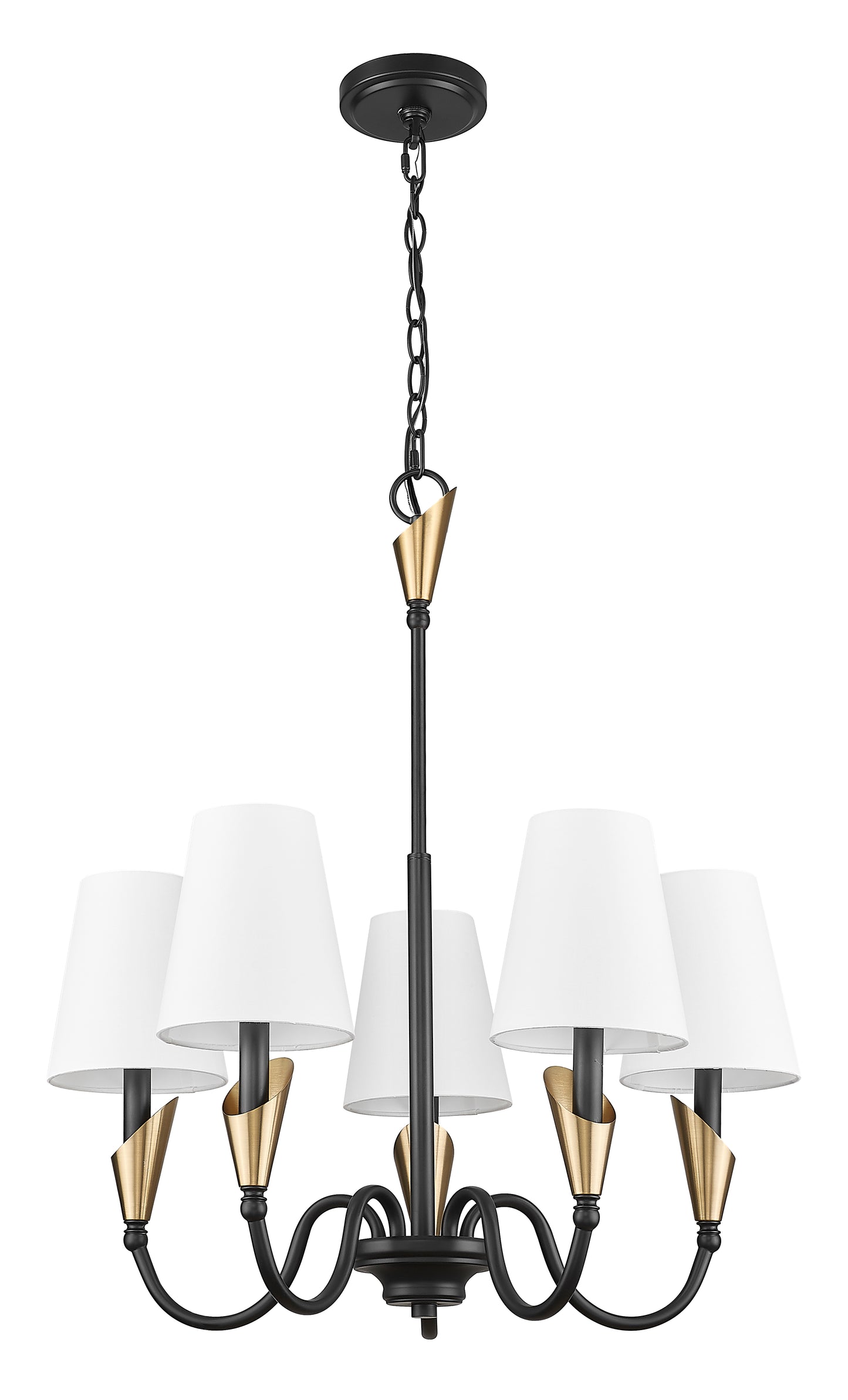 Claudelle 5 Light Chandelier Matte Black + Modern Gold