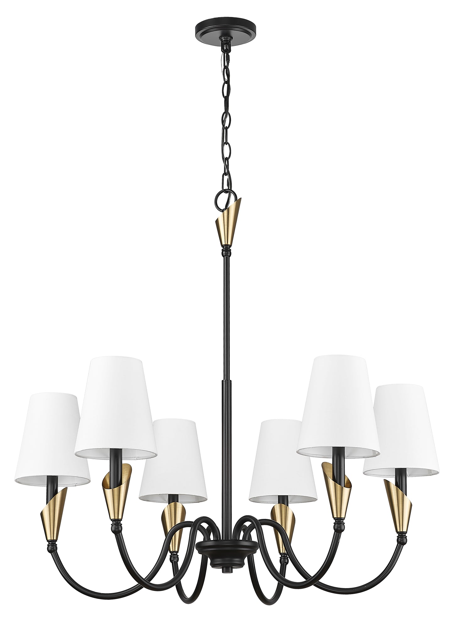 Claudelle 6 Light Chandelier Matte Black + Modern Gold