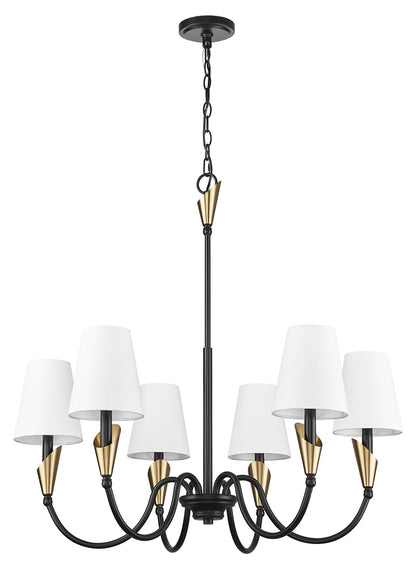 Claudelle 6 Light Chandelier Matte Black + Modern Gold