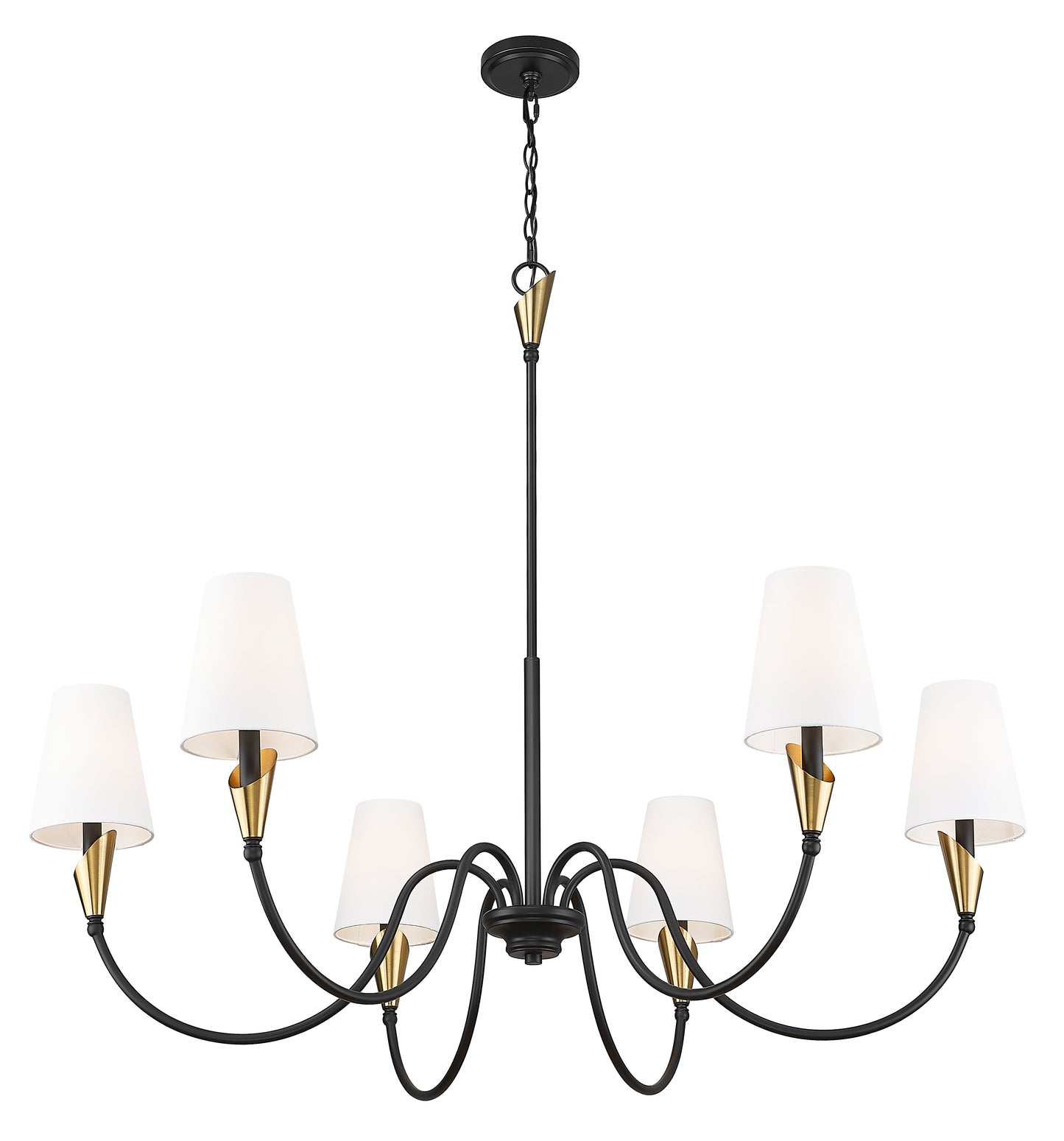 Claudelle 6 Light Chandelier Matte Black + Modern Gold