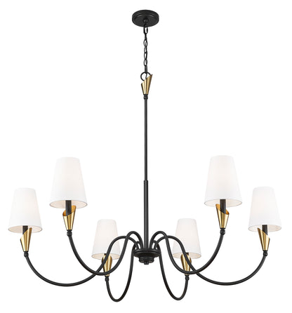 Claudelle 6 Light Chandelier Matte Black + Modern Gold