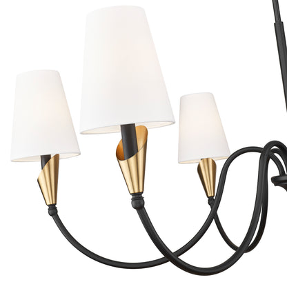 Claudelle 6 Light Chandelier Matte Black + Modern Gold