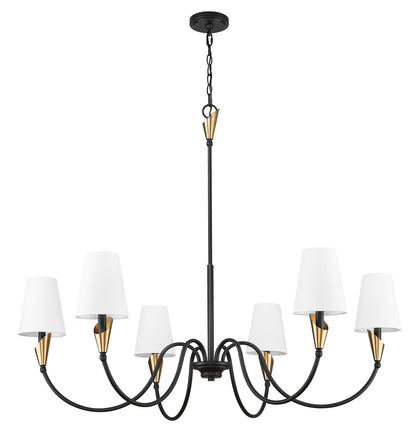 Claudelle 6 Light Chandelier Matte Black + Modern Gold