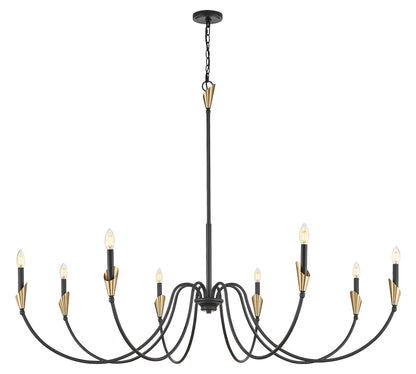 Claudelle 8 Light Chandelier Matte Black + Modern Gold