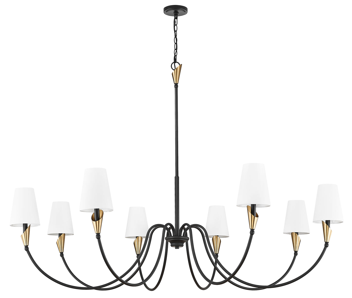 Claudelle 8 Light Chandelier Matte Black + Modern Gold