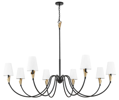 Claudelle 8 Light Chandelier Matte Black + Modern Gold