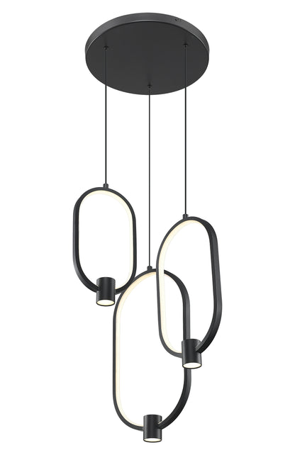 Saros LED 3 Light Chandelier Matte Black