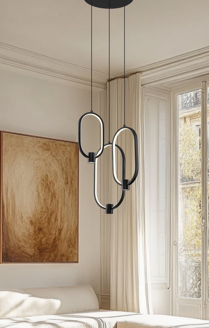 Saros LED 3 Light Chandelier Matte Black
