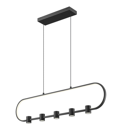 Saros LED 5 Light Linear Chandelier Matte Black