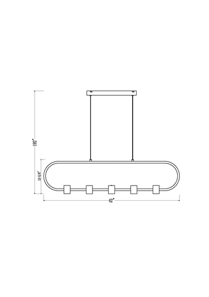 Saros LED 5 Light Linear Chandelier Matte Black
