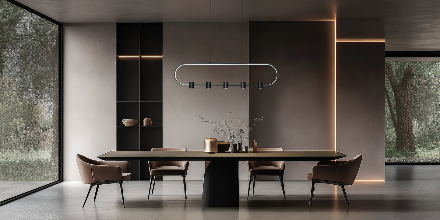 Saros LED 5 Light Linear Chandelier Matte Black