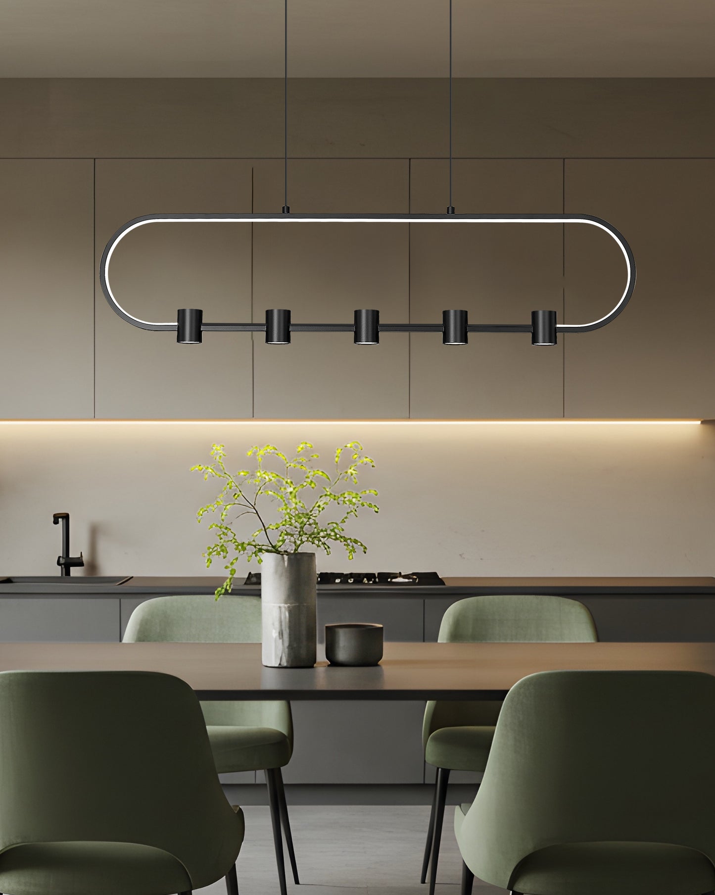 Saros LED 5 Light Linear Chandelier Matte Black