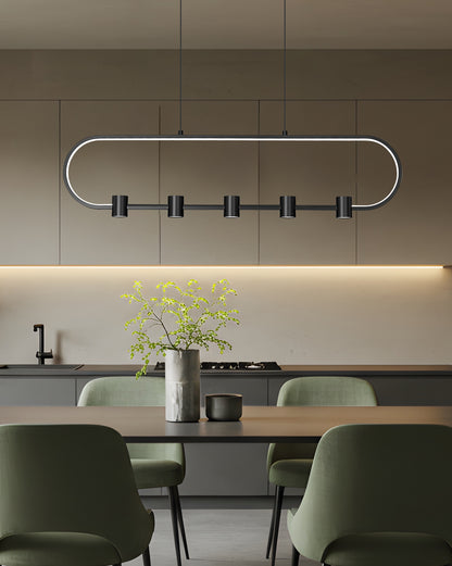 Saros LED 5 Light Linear Chandelier Matte Black