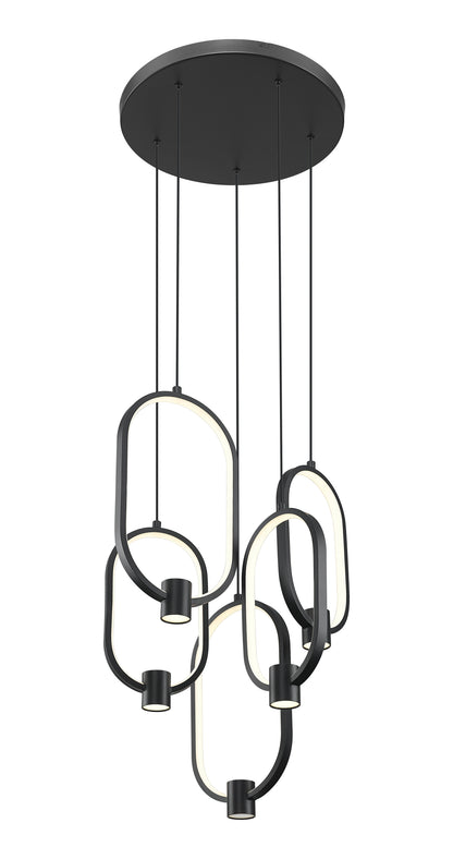 Saros LED 5 Light Chandelier Matte Black