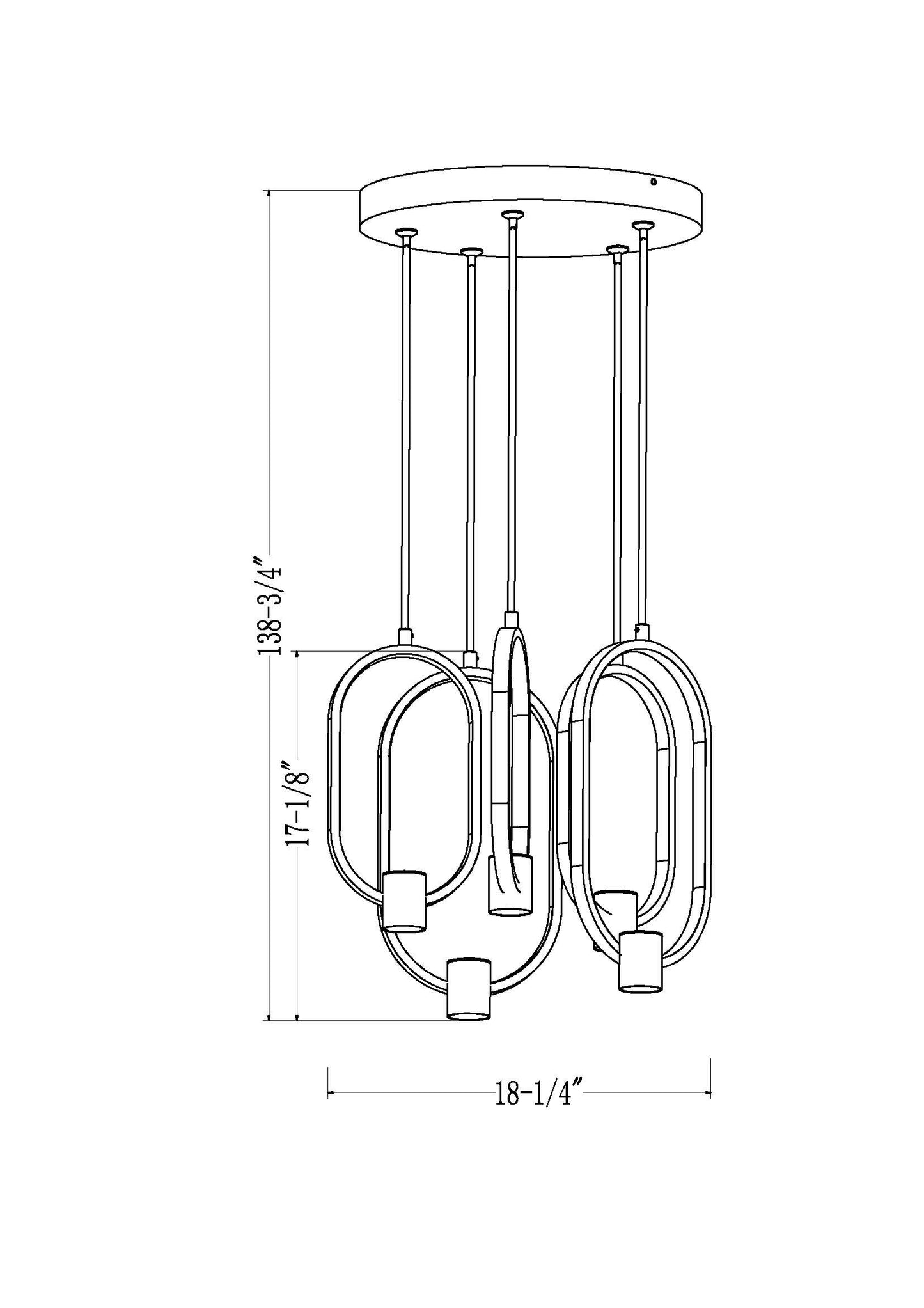Saros LED 5 Light Chandelier Matte Black