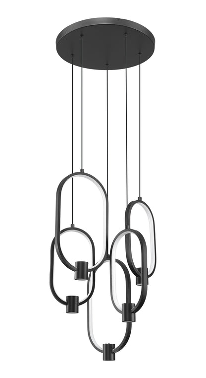 Saros LED 5 Light Chandelier Matte Black