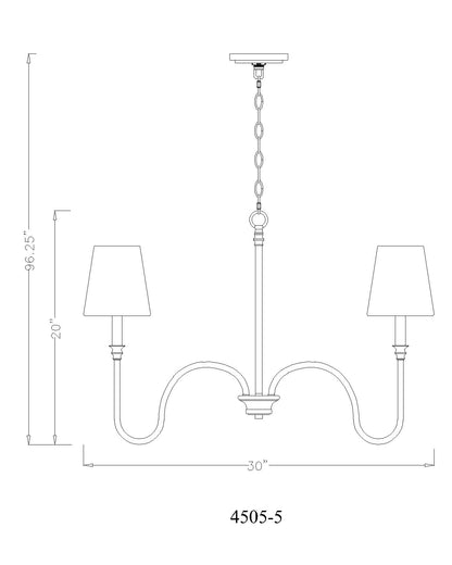 Jisele 5 Light Chandelier Matte Black